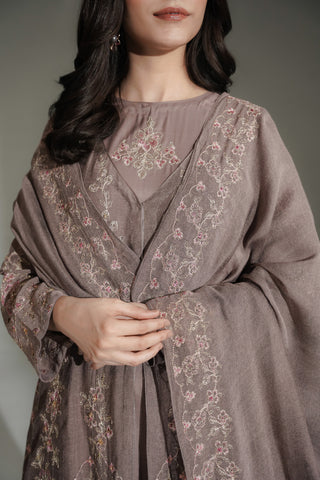 3 Piece Khaddi Net Embroidered Suit (FW0038)