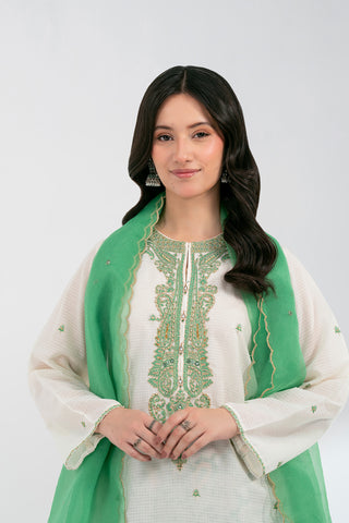 3 Piece Check Lawn Embroidered Suit (CS0604)