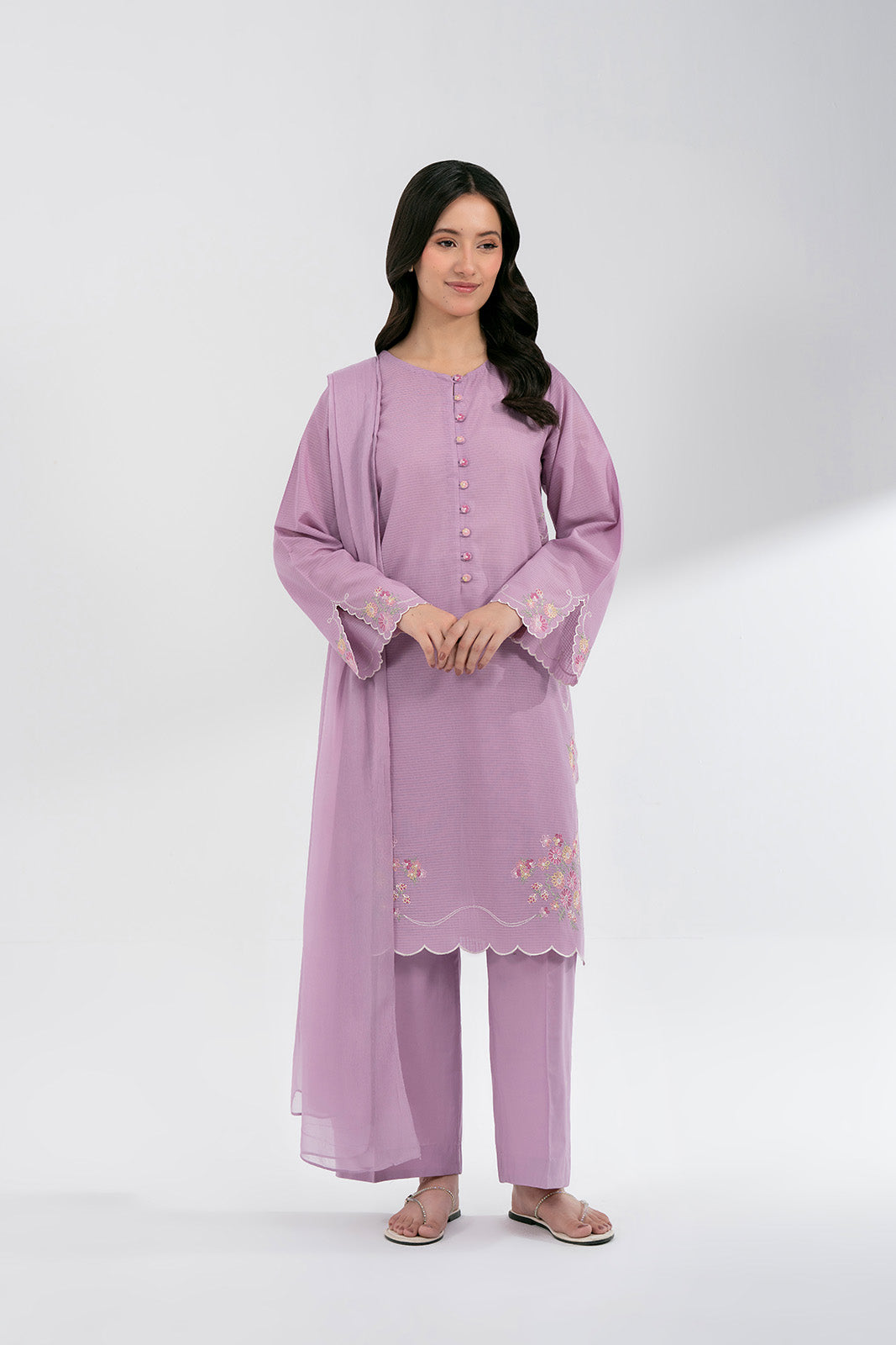 3 Piece Cotton Rip Stop Embroidered Suit (CS0584)
