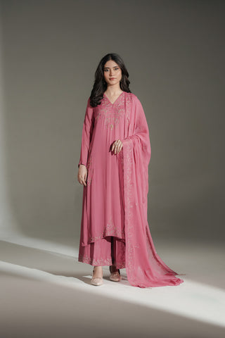 3 Piece Chiffon Embroidered Suit (FL0233)