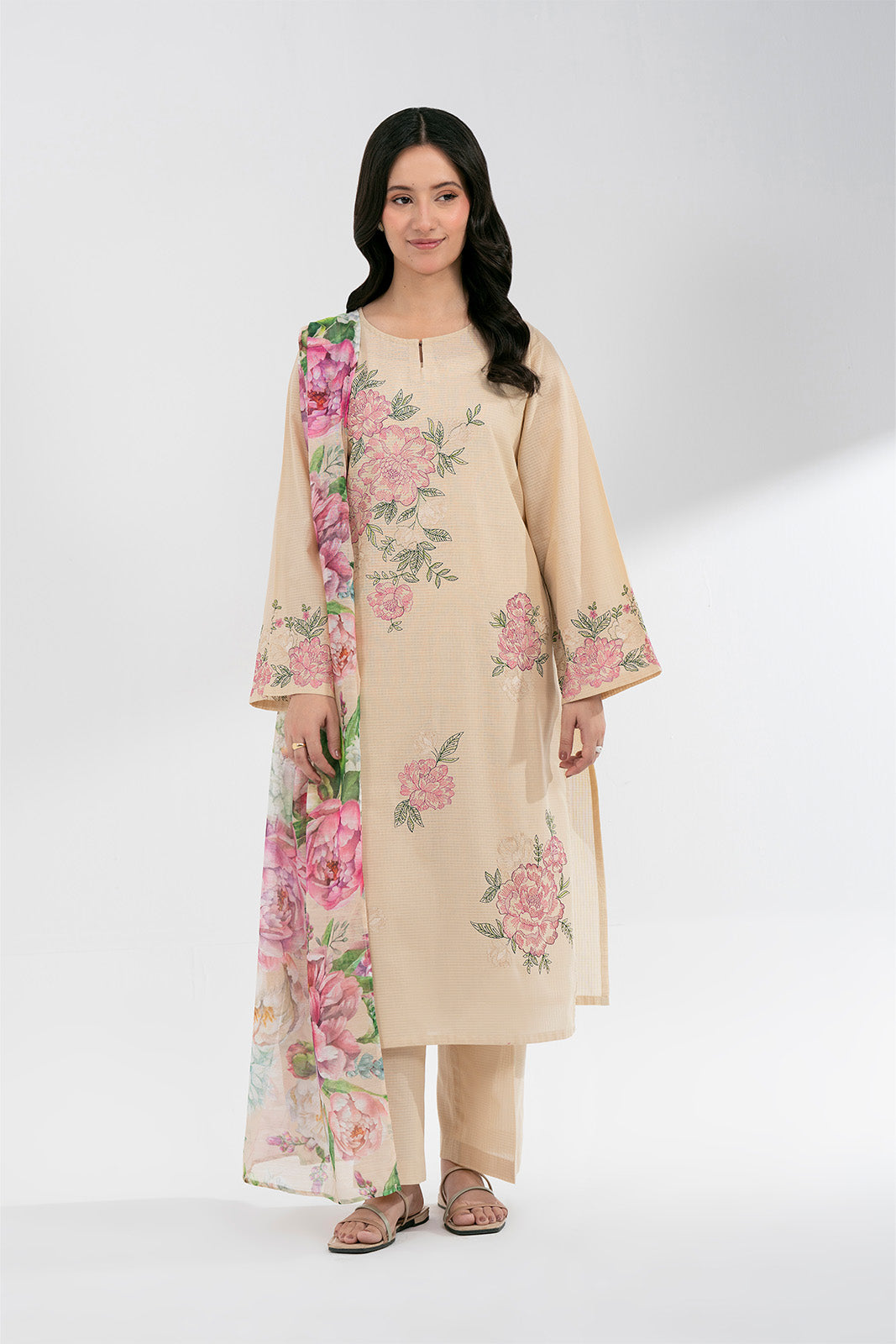 3 Piece Cotton Rip Stop Embroidered Suit (CS0596)