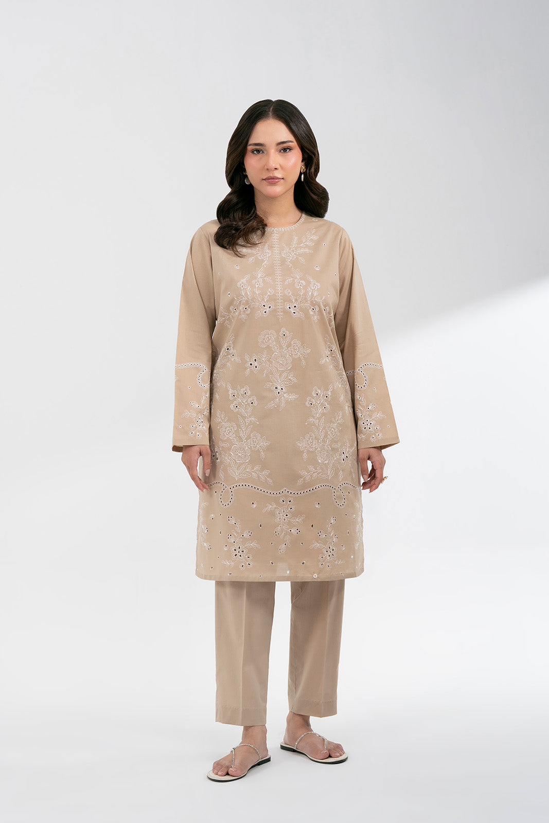 2 Piece Cambric Embroidered Suit (CS0589)