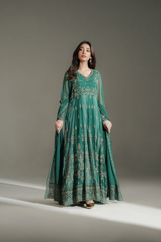 2 Piece Chiffon Embroidered Suit (FW0039)