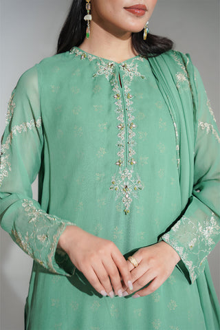 3 Piece Chiffon Embroidered Suit (FS0158)