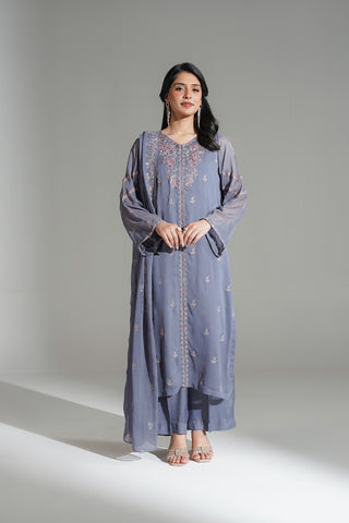 3 Piece Chiffon Embroidered Suit (FL0180)