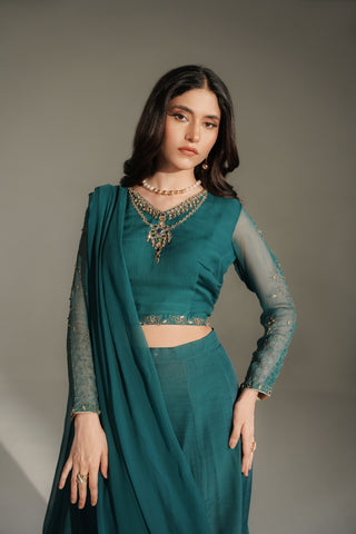 2 Piece Chiffon Embroidered Saree Lehnga/Blouse (FW0028)