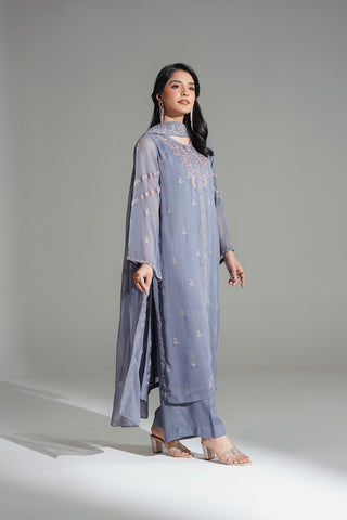 3 Piece Chiffon Embroidered Suit (FL0180)
