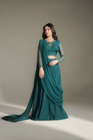 2 Piece Chiffon Embroidered Saree Lehnga/Blouse (FW0028)