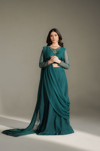 2 Piece Chiffon Embroidered Saree Lehnga/Blouse (FW0028)