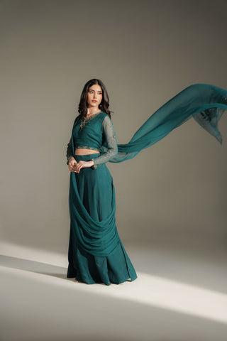 2 Piece Chiffon Embroidered Saree Lehnga/Blouse (FW0028)