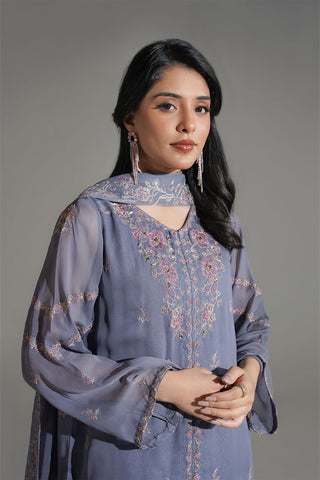 3 Piece Chiffon Embroidered Suit (FL0180)