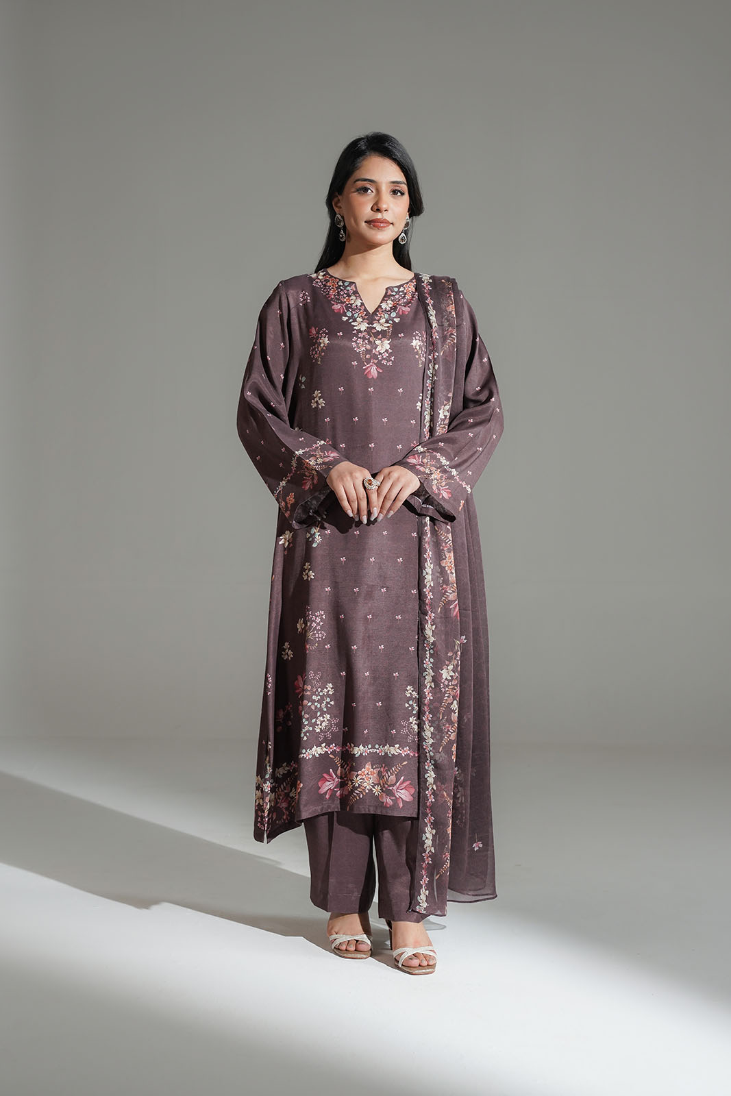 3 Piece Printed Raw Silk Printed Suit (FS0168)