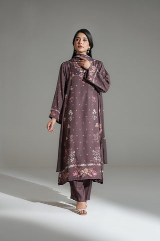 3 Piece Printed Raw Silk Printed Suit (FS0168)