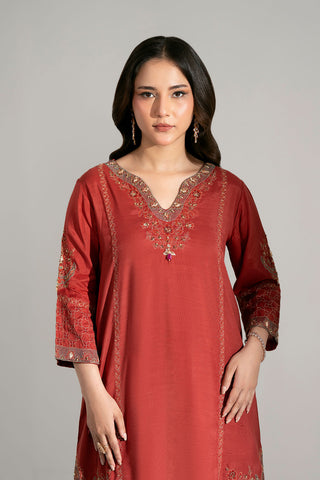 2 Piece Raw Silk Embroidered Suit (FL0201)