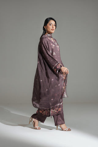3 Piece Printed Raw Silk Printed Suit (FS0168)
