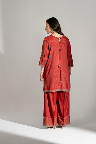 2 Piece Raw Silk Embroidered Suit (FL0201)
