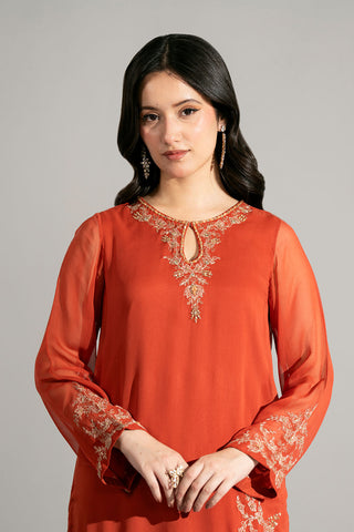 2 Piece Chiffon Embroidered Suit (FS0185)