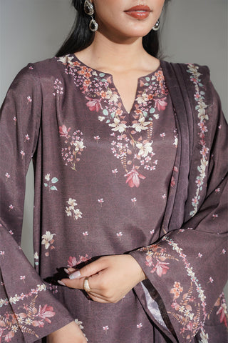3 Piece Printed Raw Silk Printed Suit (FS0168)