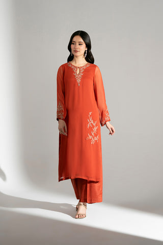 2 Piece Chiffon Embroidered Suit (FS0185)