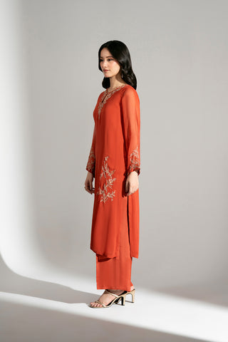 2 Piece Chiffon Embroidered Suit (FS0185)