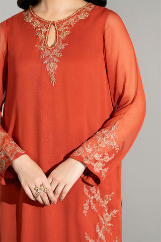 2 Piece Chiffon Embroidered Suit (FS0185)