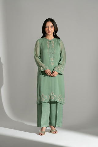 2 Piece Chiffon Embroidered Suit (FS0184)
