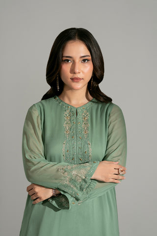 2 Piece Chiffon Embroidered Suit (FS0184)