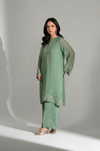 2 Piece Chiffon Embroidered Suit (FS0184)