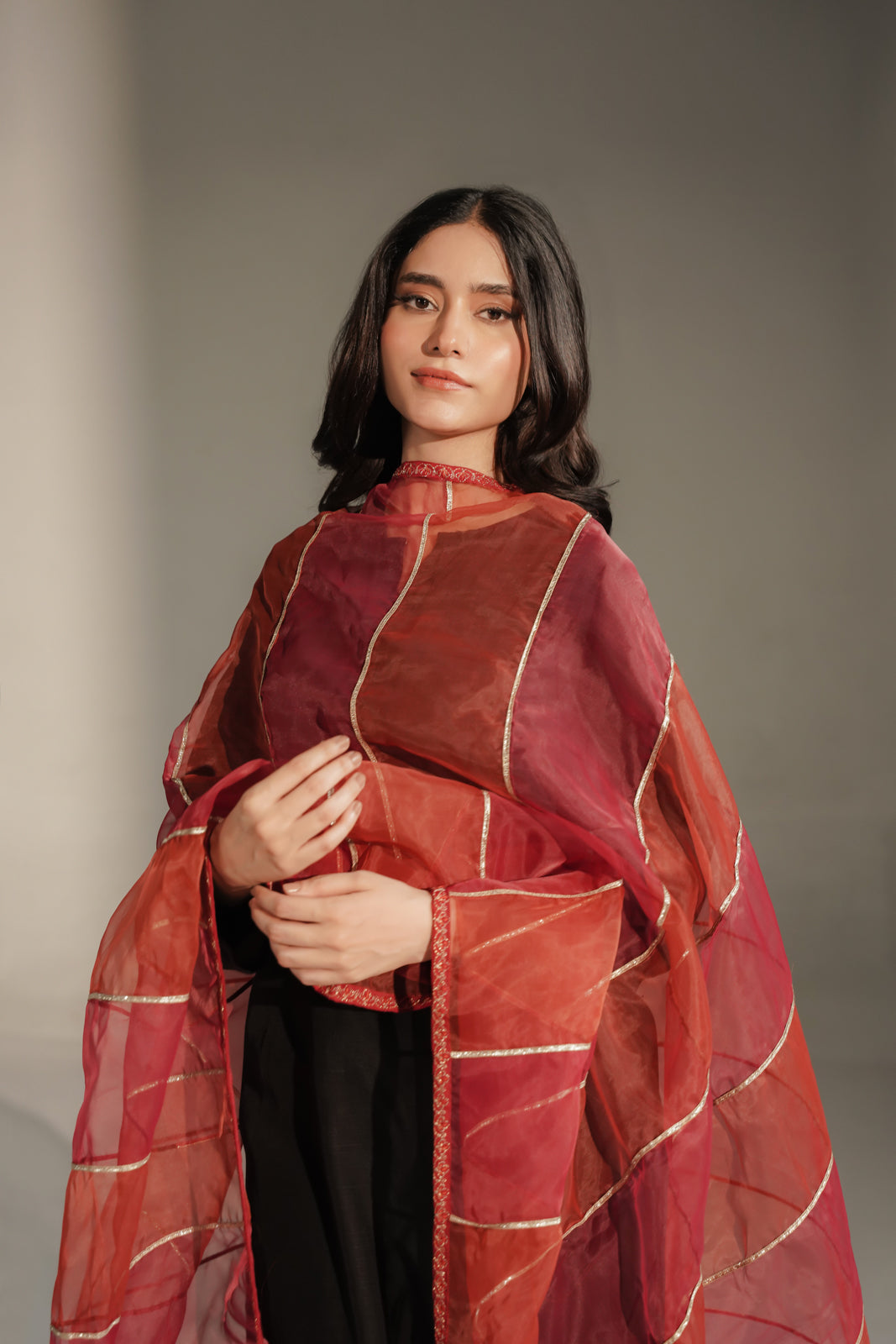 1 Piece Synthetic Organza Embroidered Dupatta (FD0139)