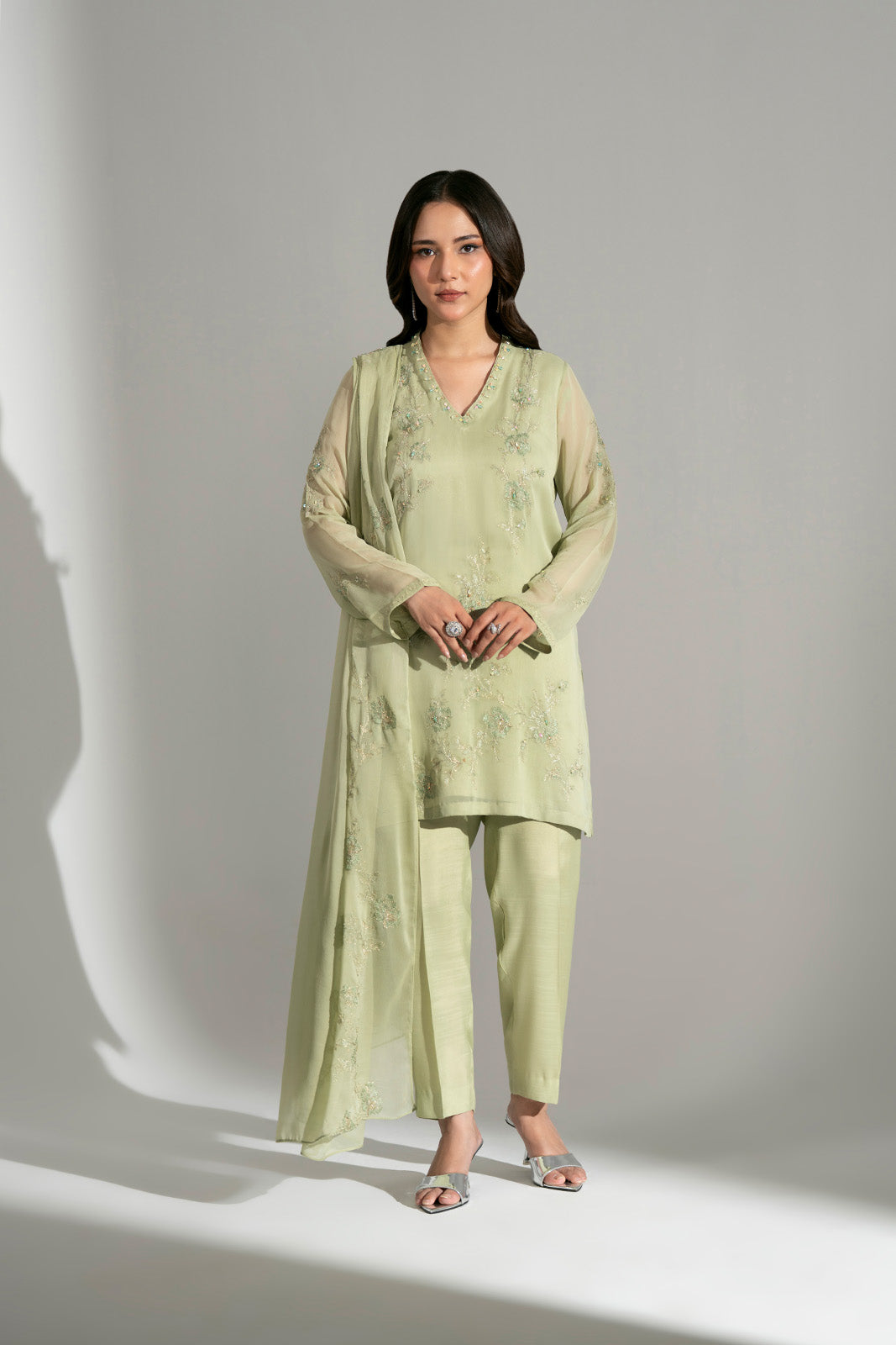 3 Piece Chiffon Embroidered Suit (FS0188)