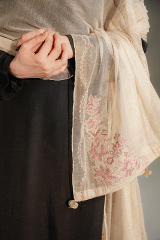 1 Piece Emboss Net Embroidered Shawl (FH0035)