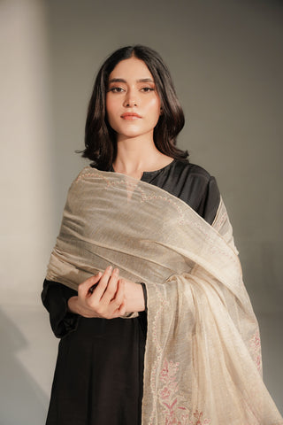 1 Piece Emboss Net Embroidered Shawl (FH0035)