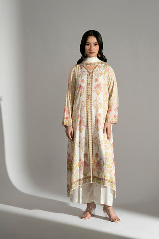3 Piece Printed Raw Silk Printed Suit (FS0171)