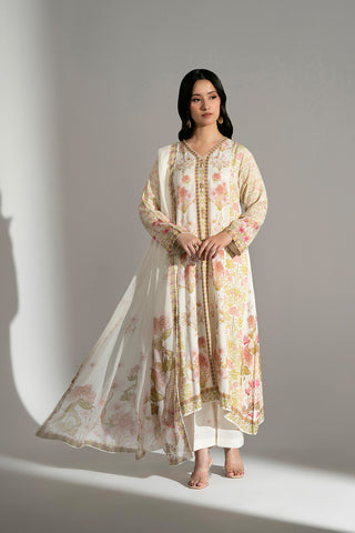 3 Piece Printed Raw Silk Printed Suit (FS0171)
