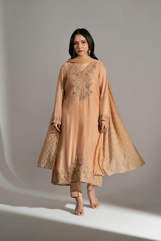 3 Piece Khadi Net Embroidered Suit (FL0196)