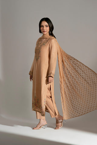 3 Piece Khadi Net Embroidered Suit (FL0196)
