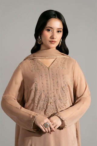 3 Piece Raw Silk Embroidered Suit (FL0198)