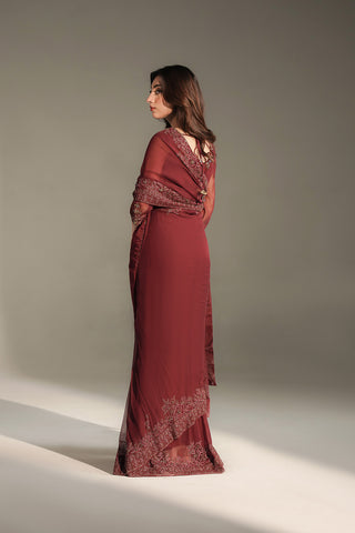 3 Piece Chiffon Embroidered Saree (FW0036)