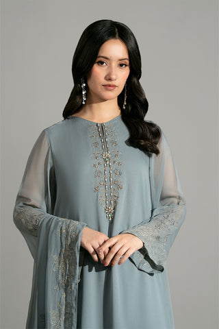 3 Piece Chiffon Embroidered Suit (FL0199)