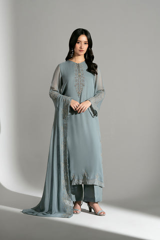 3 Piece Chiffon Embroidered Suit (FL0199)
