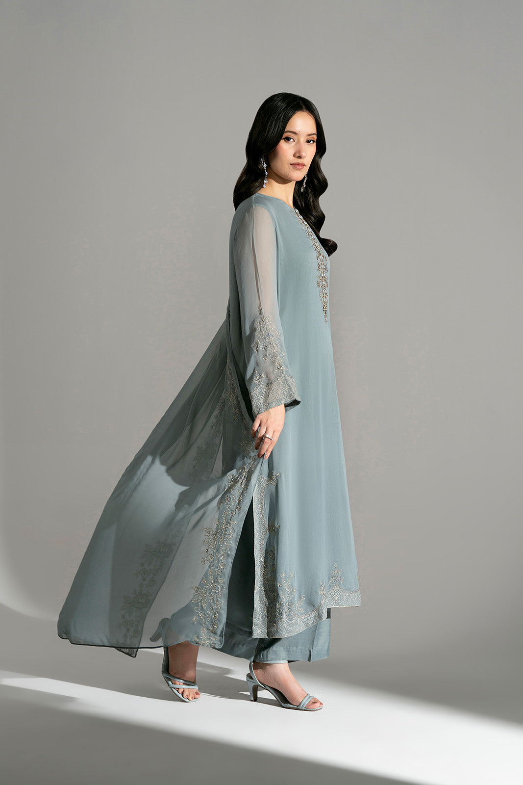 3 Piece Chiffon Embroidered Suit (FL0199)