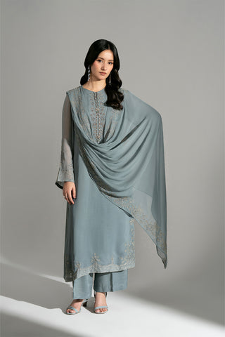 3 Piece Chiffon Embroidered Suit (FL0199)
