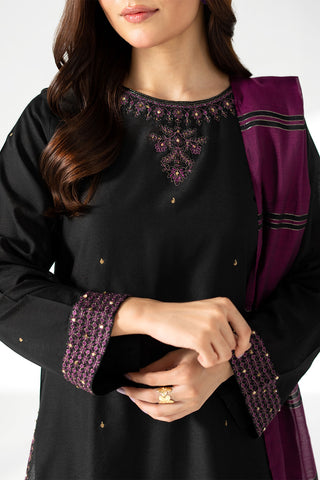 3 Piece Cotton Silk Embroidered Suit (CS0653)
