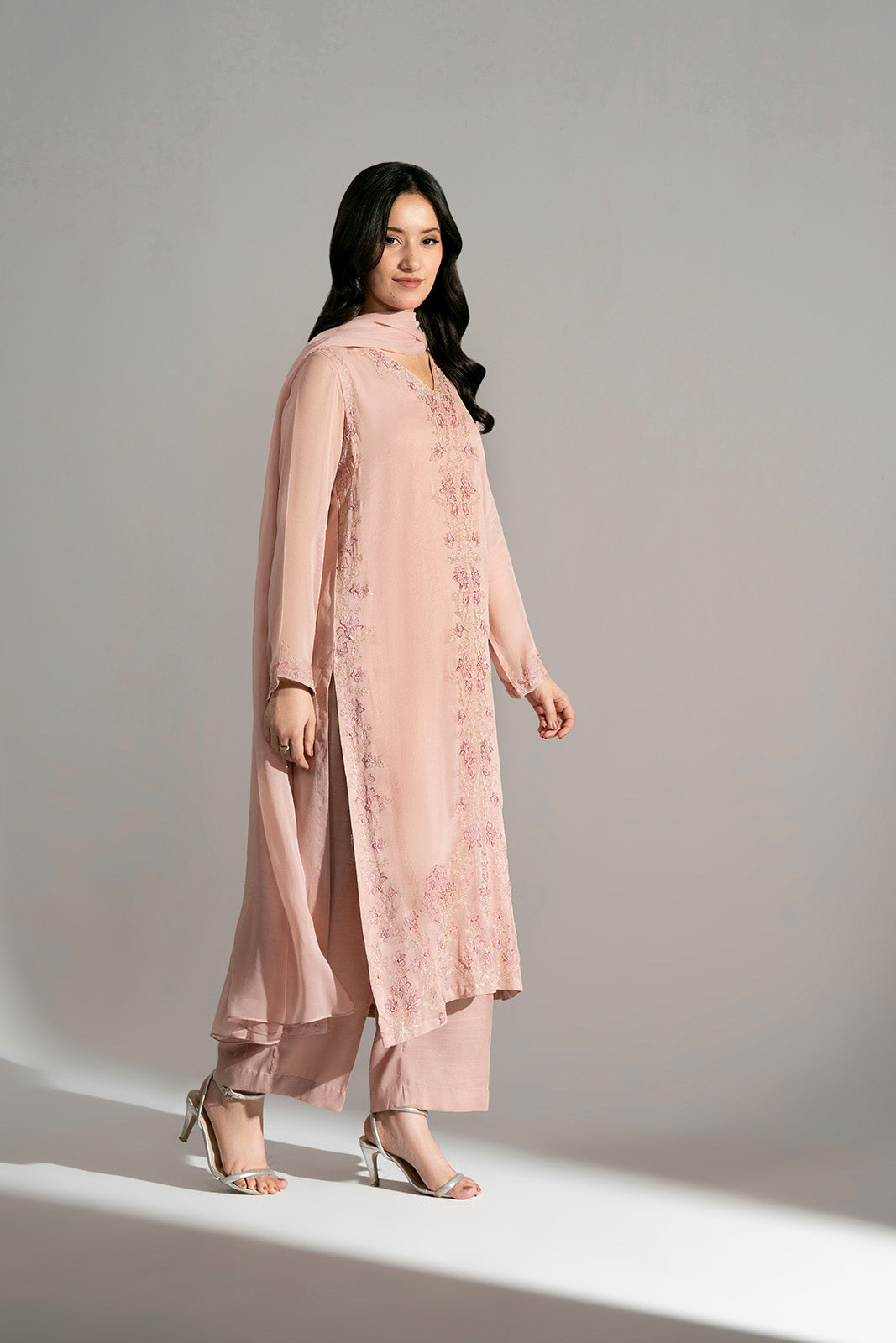 3 Piece Chiffon Embroidered Suit (FL0200)