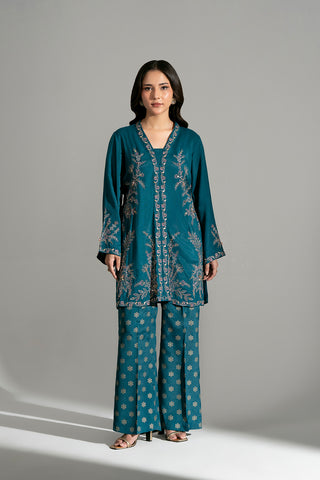 2 Piece Raw Silk Embroidered Suit (FL0202)