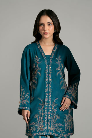 2 Piece Raw Silk Embroidered Suit (FL0202)