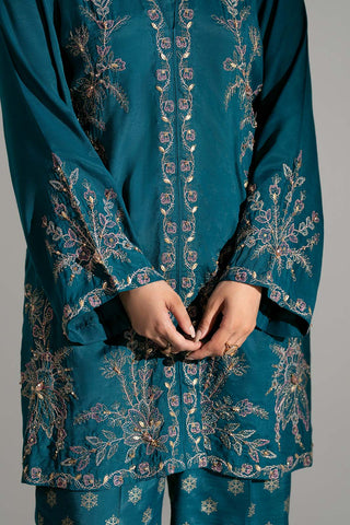 2 Piece Raw Silk Embroidered Suit (FL0202)