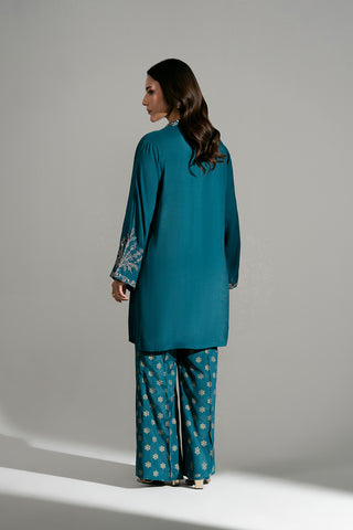 2 Piece Raw Silk Embroidered Suit (FL0202)