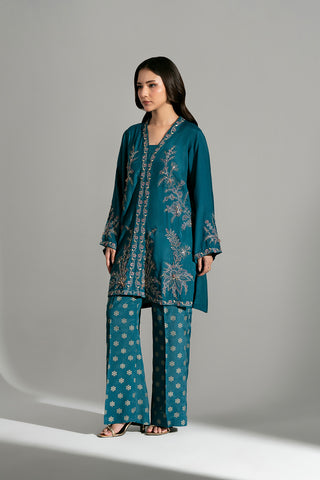 2 Piece Raw Silk Embroidered Suit (FL0202)