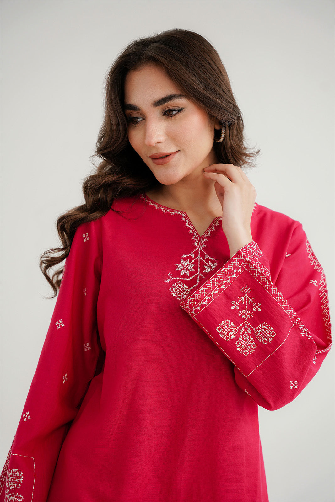 2 Piece Slub Khaddar Embroidered Suit (CP0296)